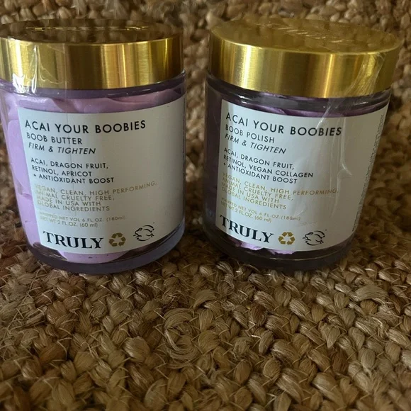 TRULY Acai Your Boobies Boob Butter and Polish Set with Gold Lids - Picture 1 of 1